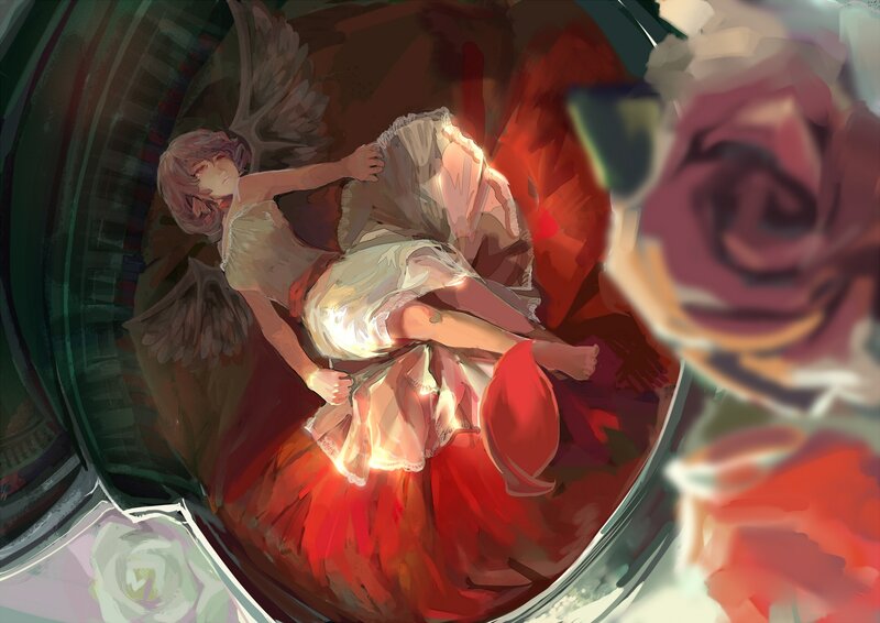 Angelic Figure in Red Dress — Dramatic