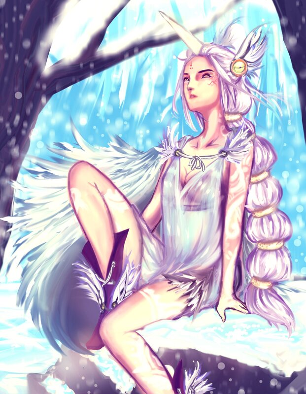 angelic figure in snowy forest