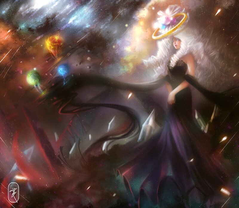 Angelic Figure in Space — Purple