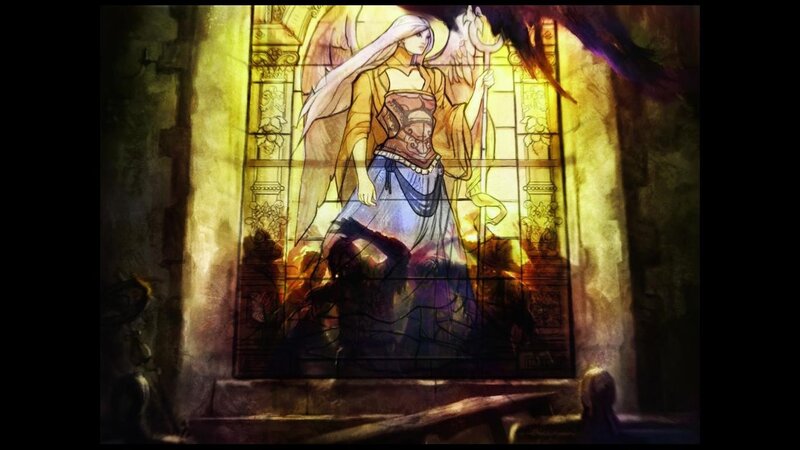 angelic figure in stained glass