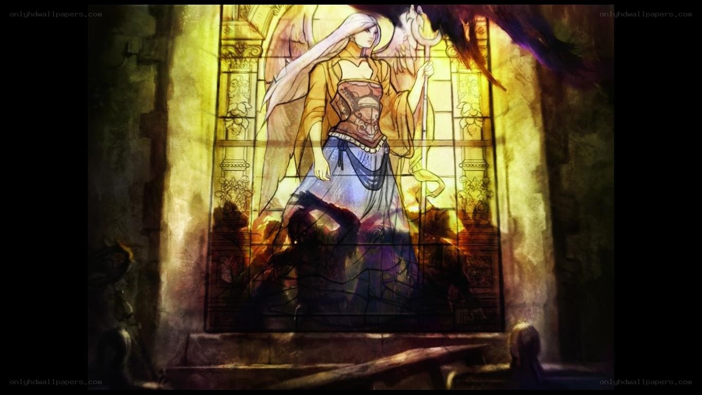 angelic figure in stained glass