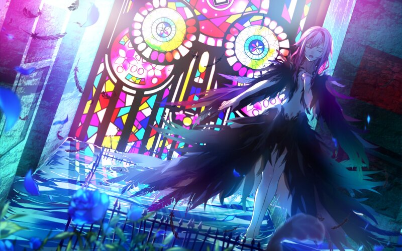 angelic figure in stained glass