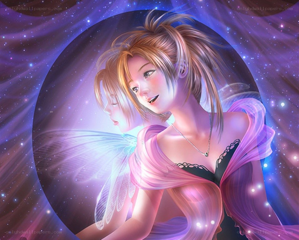 angelic figure in starry sky