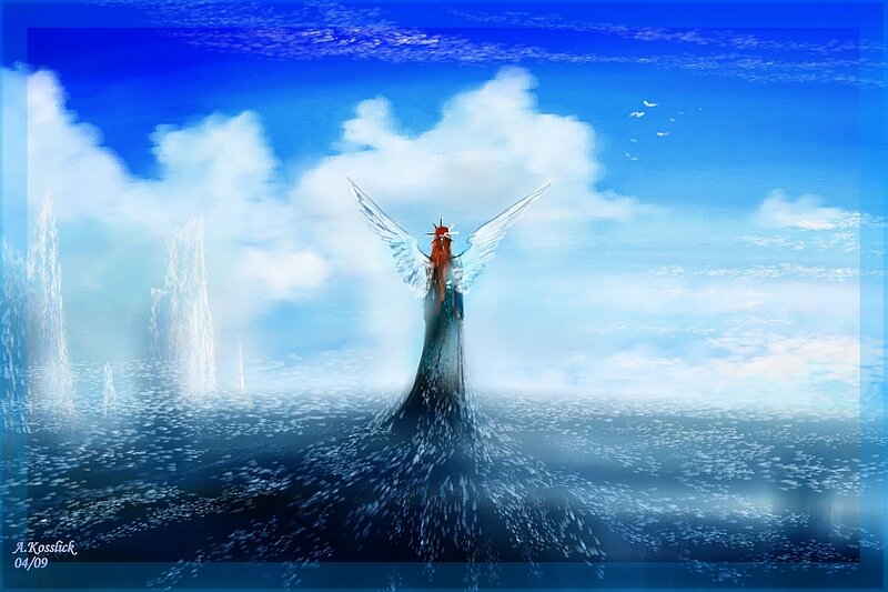 Angelic Figure in Water — Blue, Serene