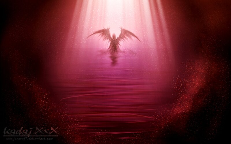 Angelic Figure in Water — Red