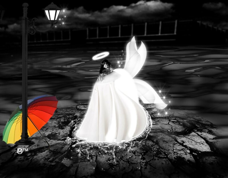 Angelic Figure in Water — White, Dramatic