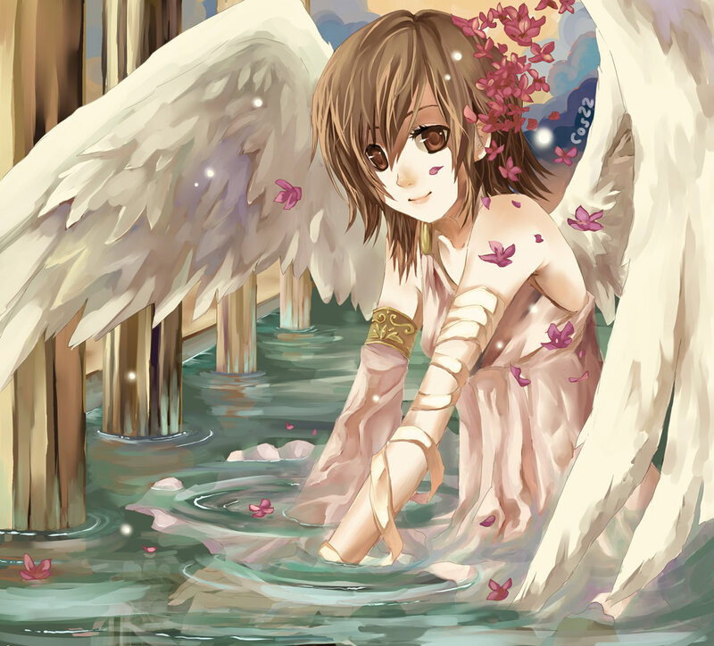Angelic Figure in Water — White, Serene
