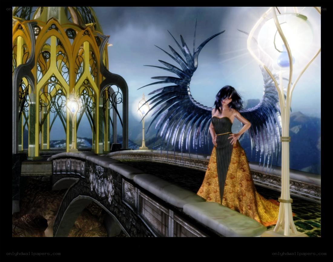angelic figure on a bridge