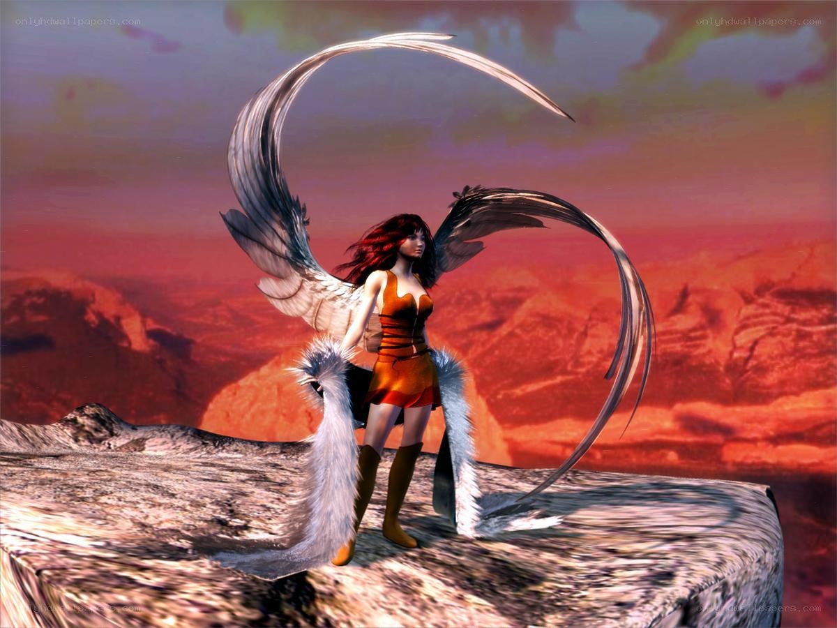 angelic figure on a cliff