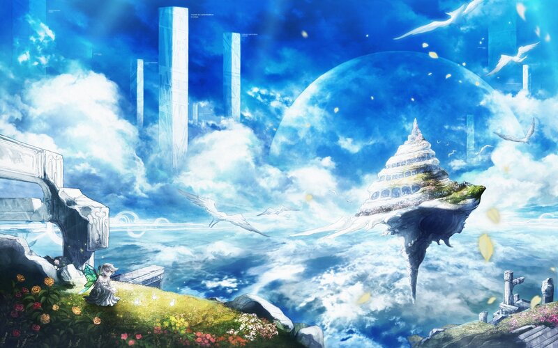 Angelic Figure on Cliff — Blue