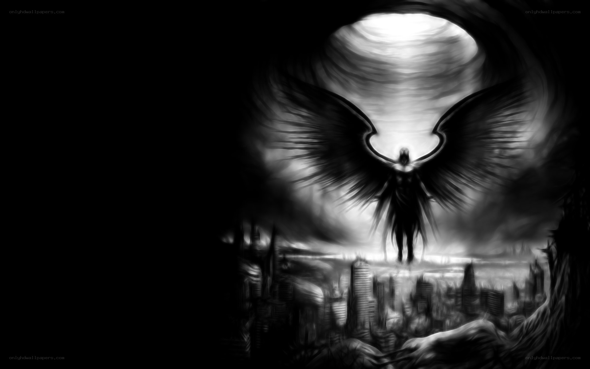 angelic figure over city