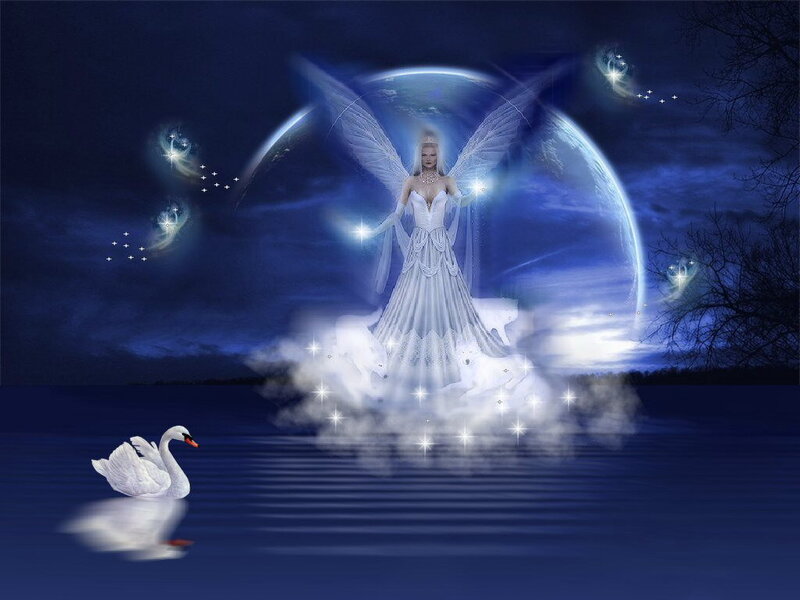 angelic figure over water