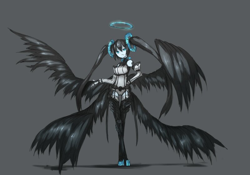 angelic figure with black wings