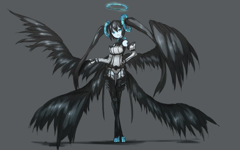 angelic figure with black wings