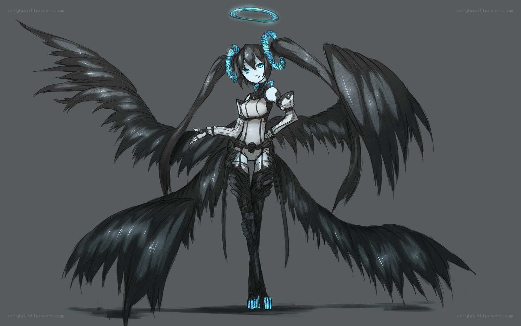 angelic figure with black wings