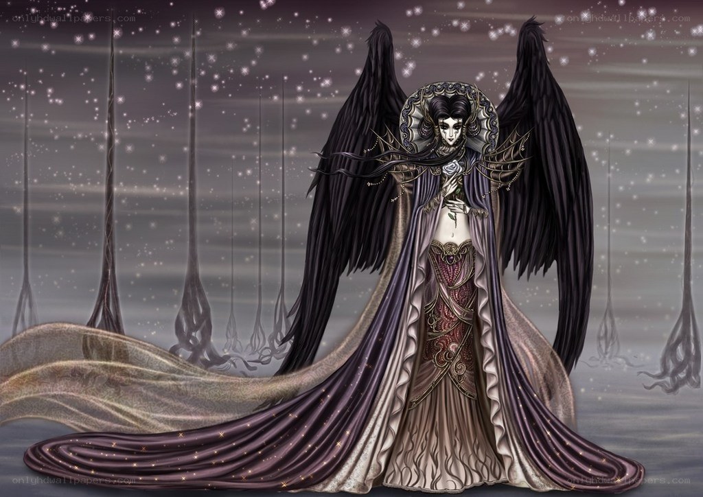 angelic figure with black wings