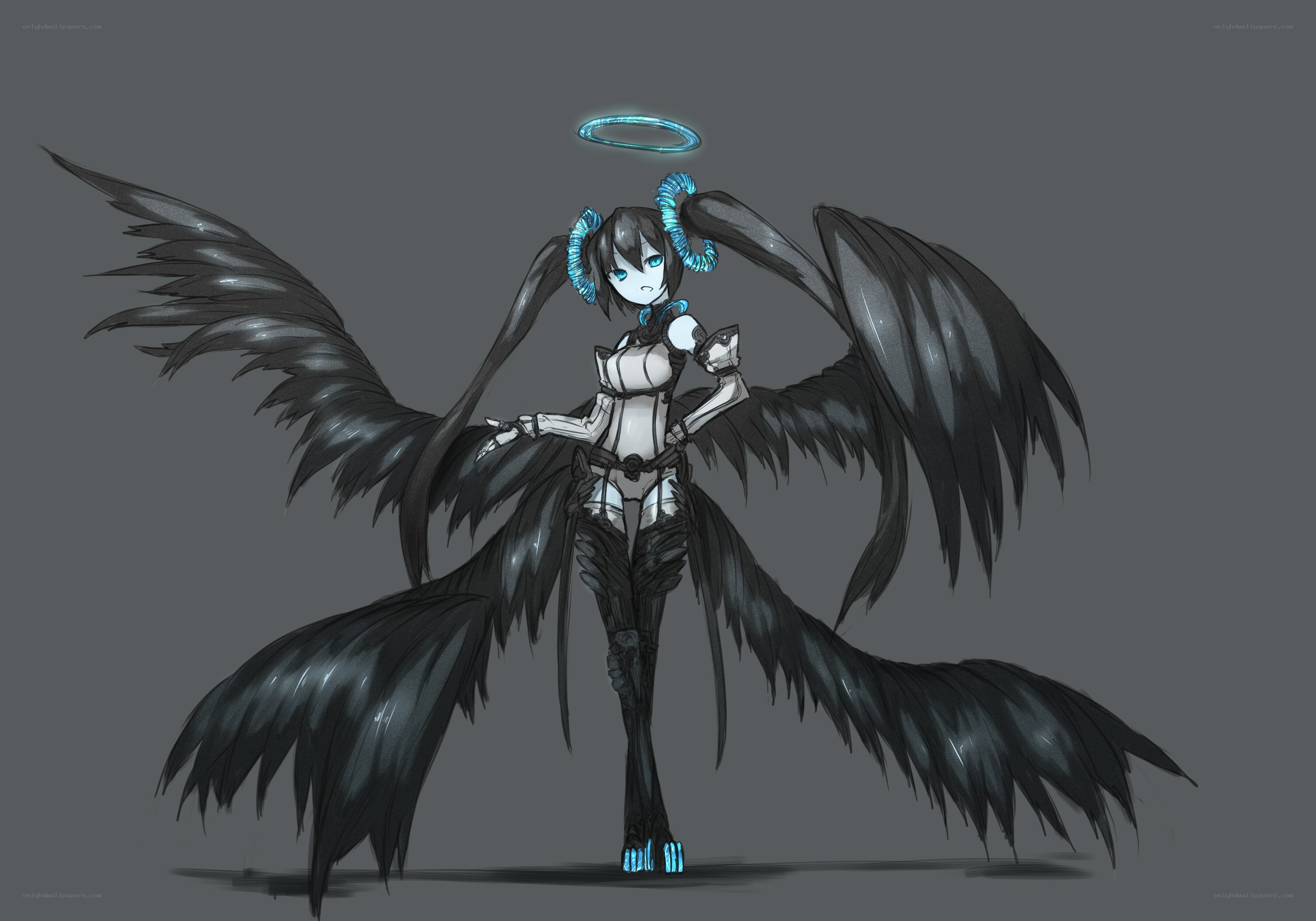 angelic figure with black wings