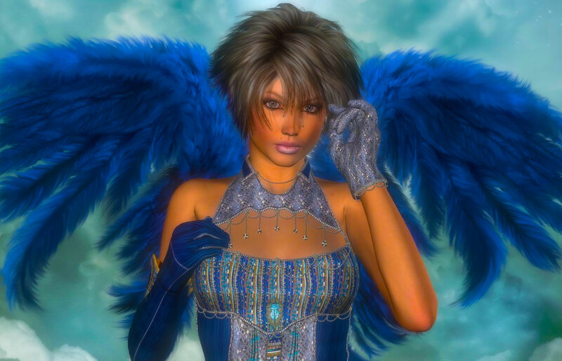 Angelic Figure with Blue Wings — Ethereal