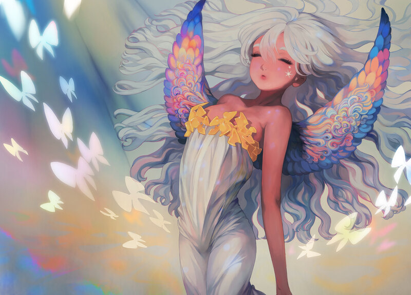 Angelic Figure with Butterfly Wings