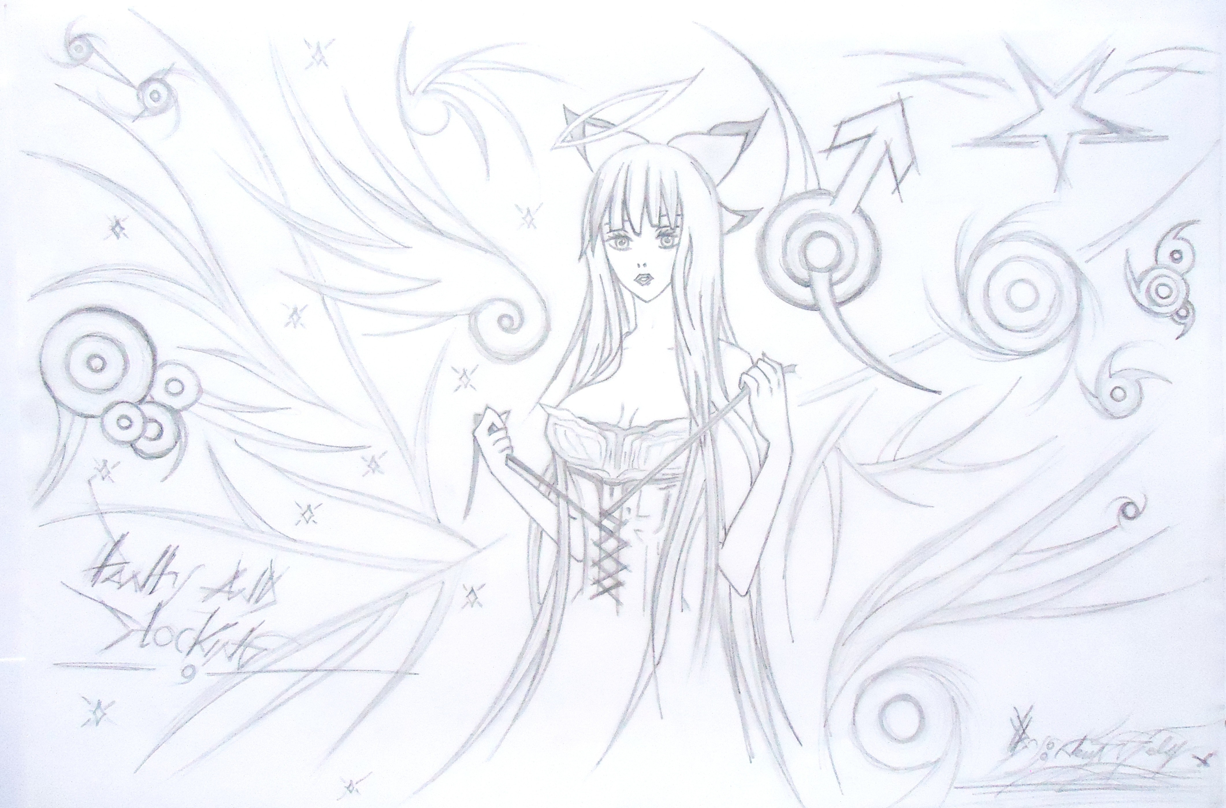 angelic figure with celestial symbols