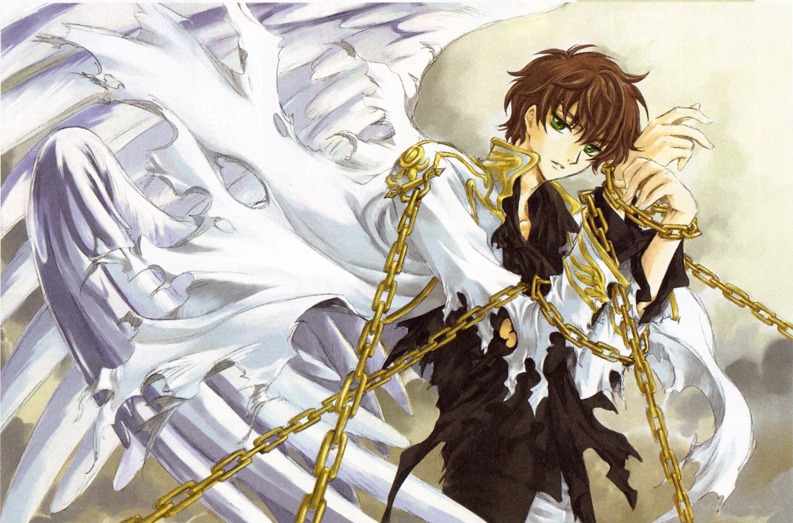 angelic figure with chains
