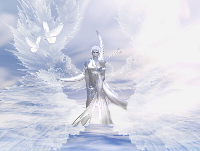 angelic figure with doves