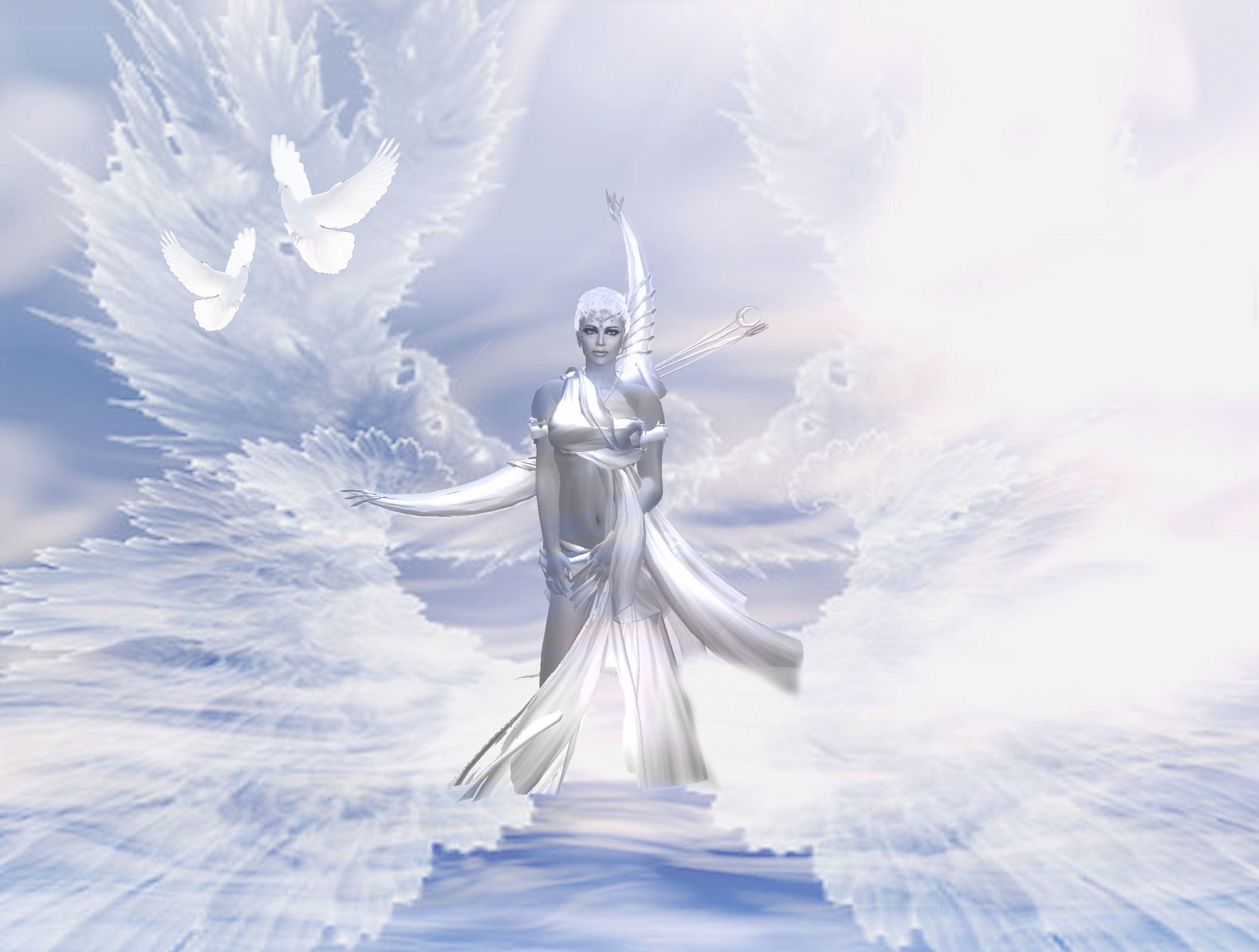 angelic figure with doves
