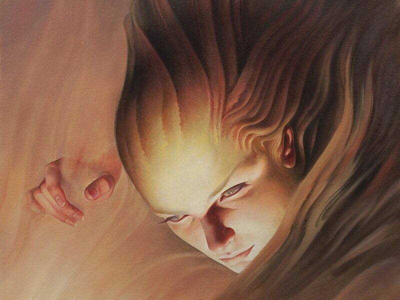 angelic figure with flowing hair