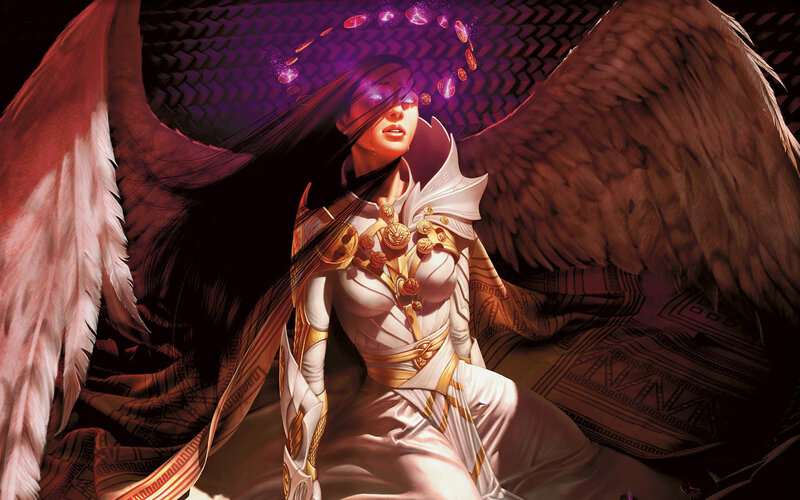 angelic figure with glowing aura