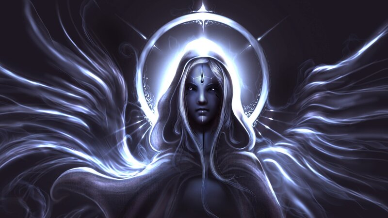angelic figure with glowing halo
