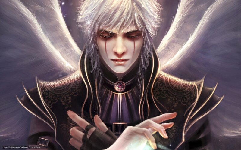 angelic figure with glowing hands