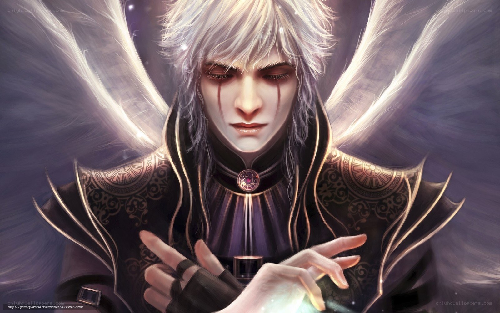 angelic figure with glowing hands