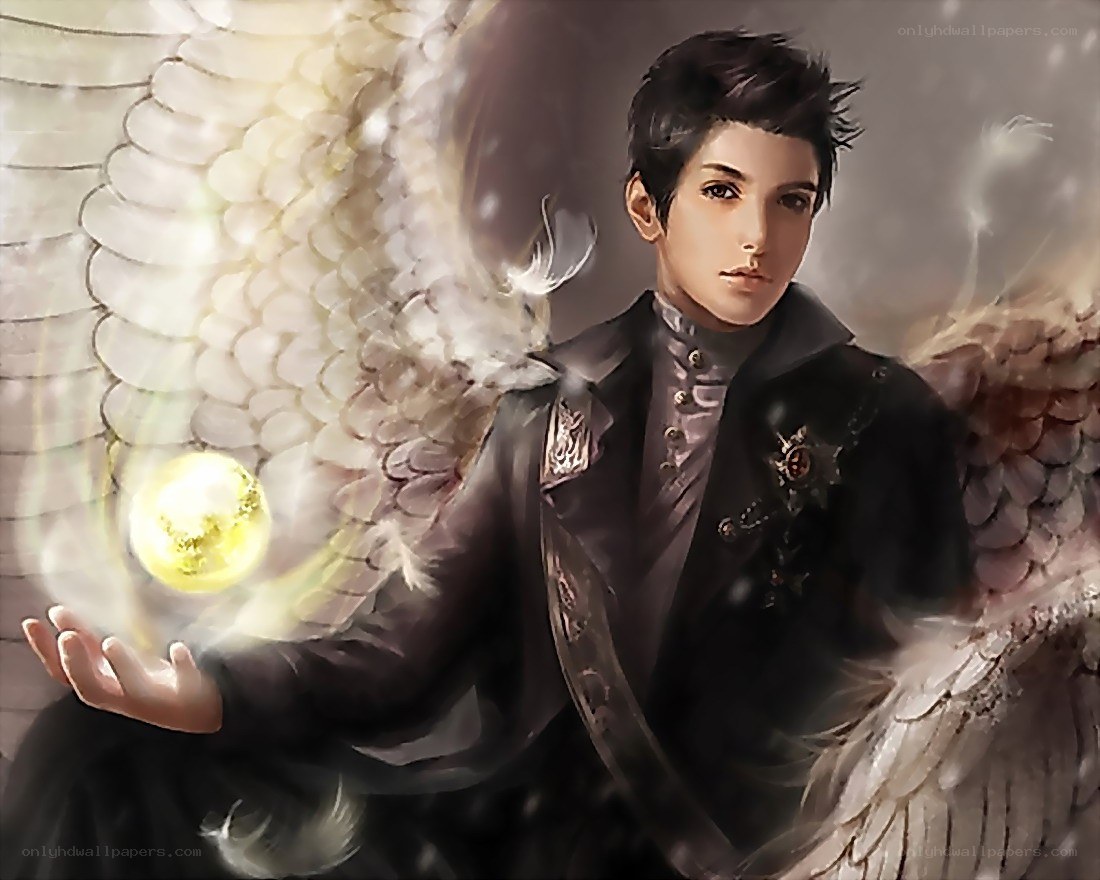 angelic figure with glowing orb