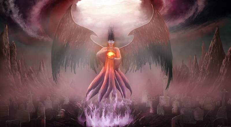 angelic figure with glowing orb