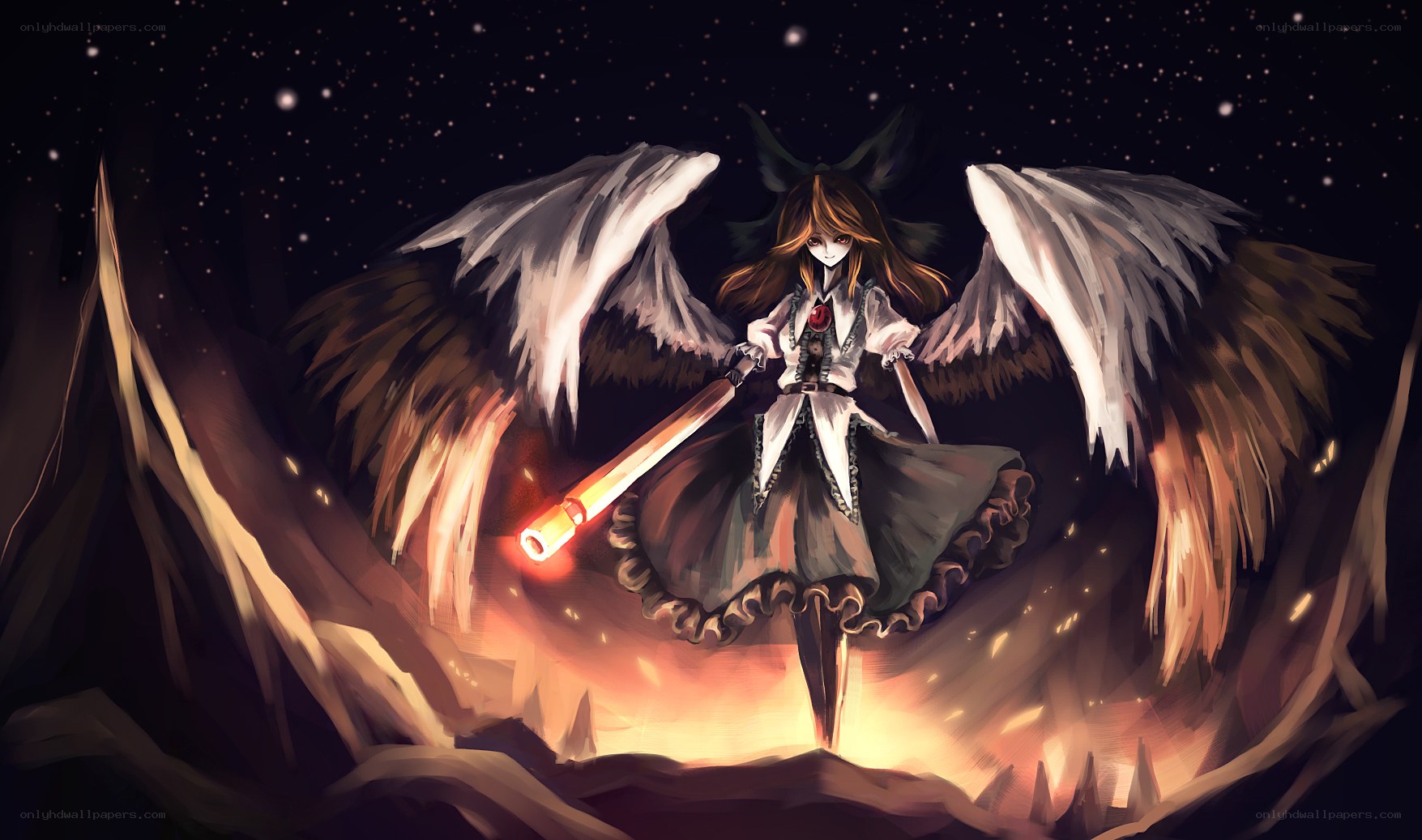 angelic figure with glowing staff