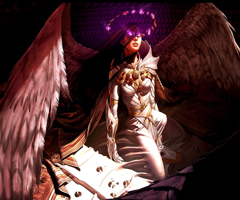 angelic figure with glowing wings