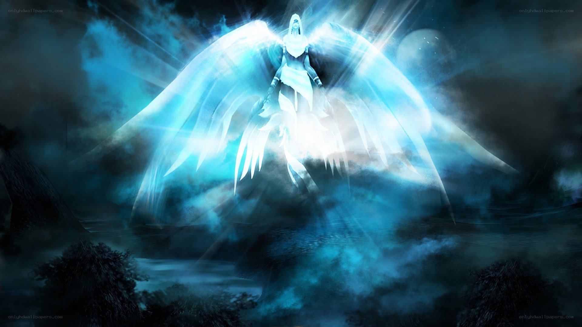 angelic figure with glowing wings
