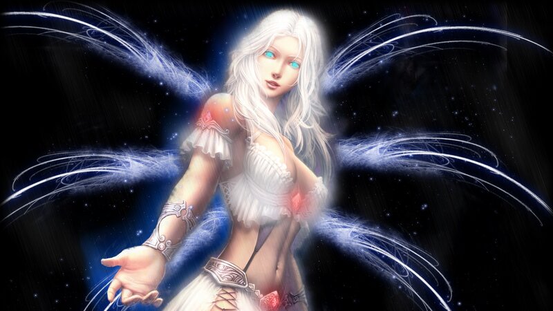 angelic figure with glowing wings