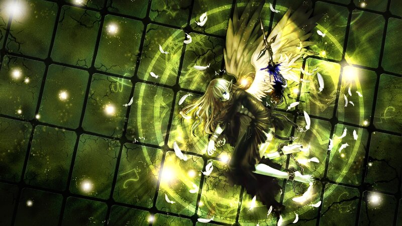 angelic figure with glowing wings
