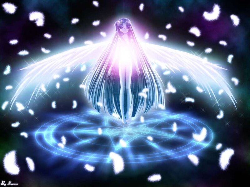angelic figure with glowing wings
