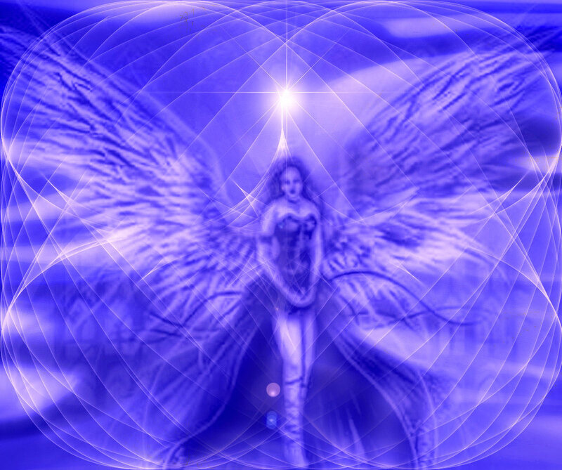 angelic figure with glowing wings