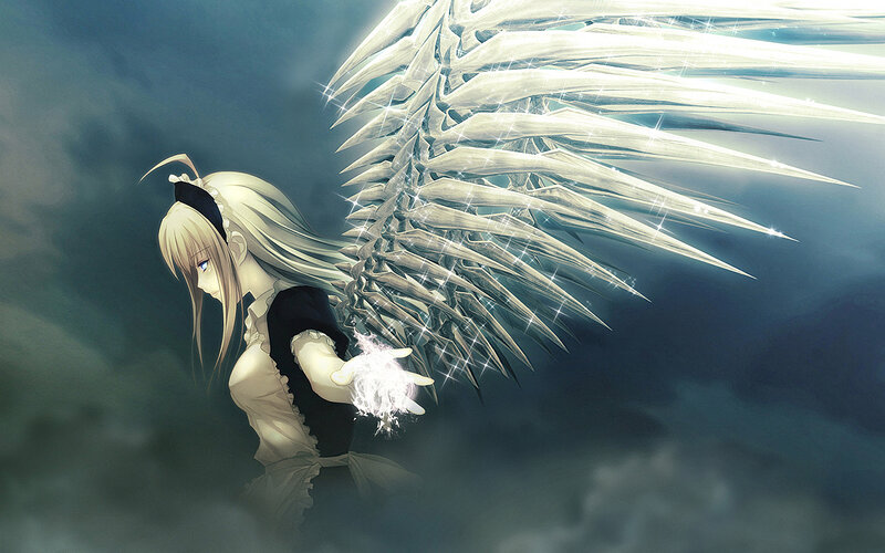 angelic figure with glowing wings