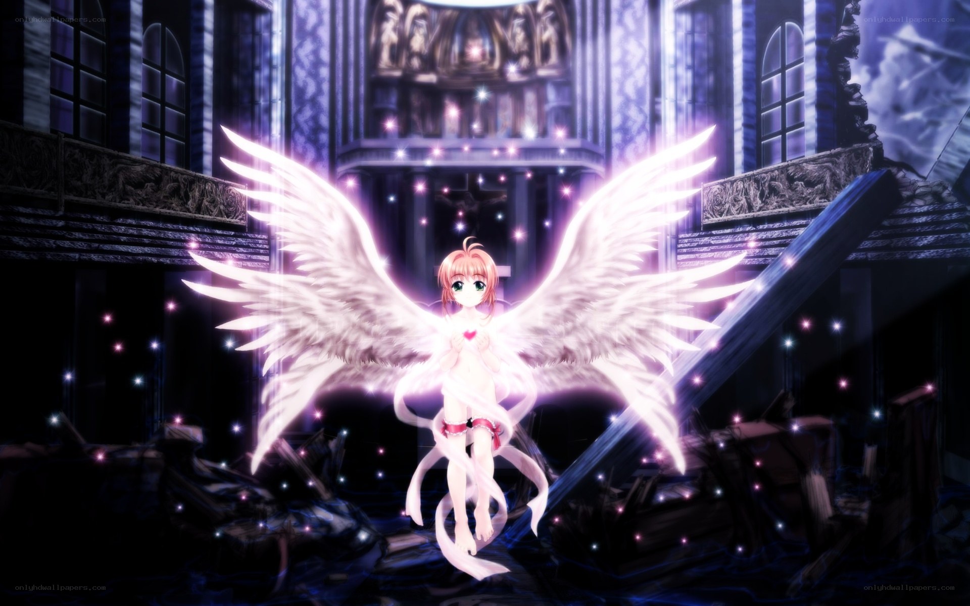angelic figure with glowing wings