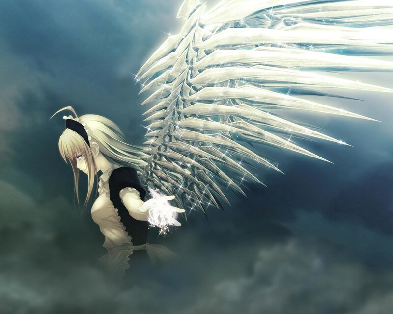 angelic figure with glowing wings