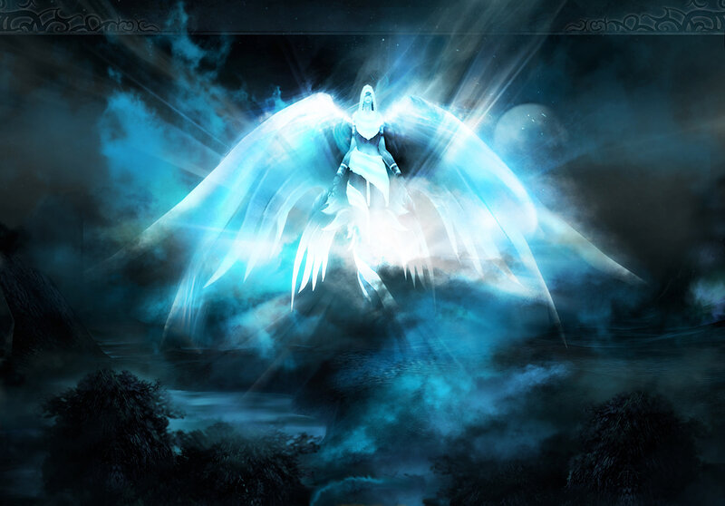 angelic figure with glowing wings
