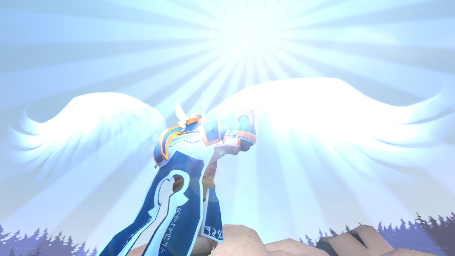 angelic figure with glowing wings