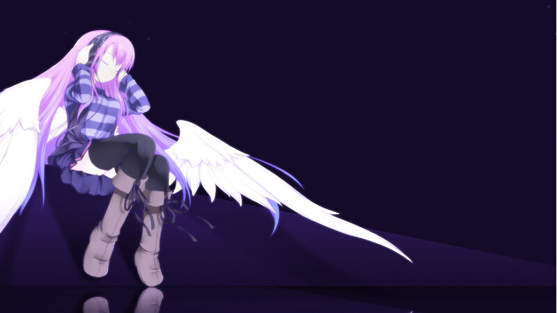 angelic figure with headphones