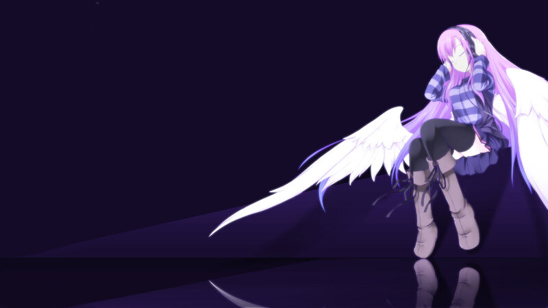 angelic figure with headphones