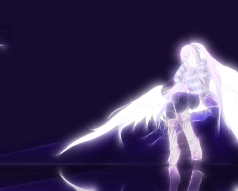 angelic figure with headphones