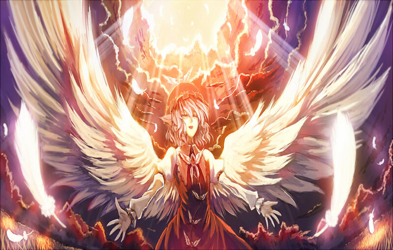 angelic figure with large wings